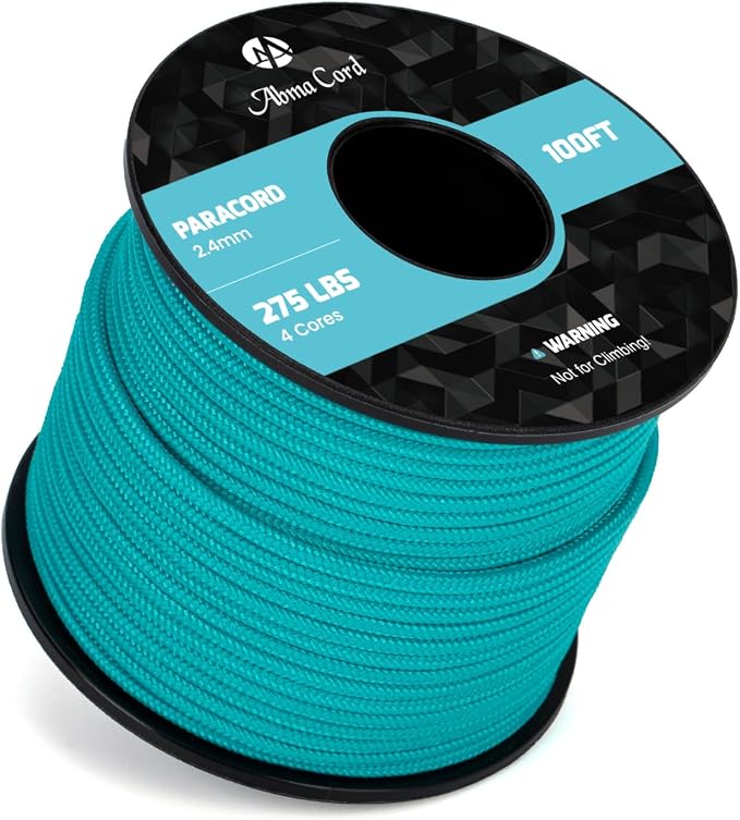 Abma Cord 2.4mm Paracord 275 100ft Nylon Rope 4 Strands Tactical Parachute Cord by Abma+Cord