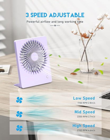 Zuvas Desk Fan Battery Operated Fan Rechargeable 180°Tilt Folding Personal Fan - Image 3
