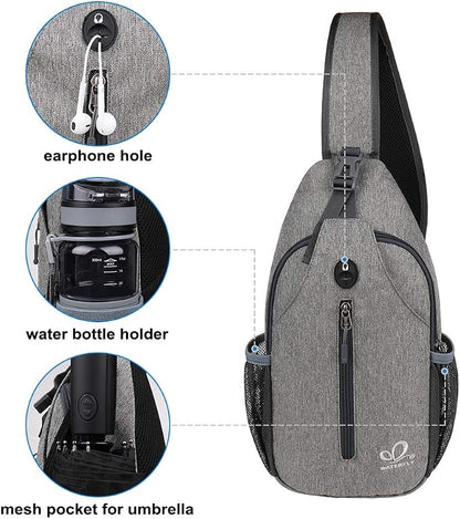 WATERFLY Crossbody Sling Backpack Sling Bag Travel Hiking Chest Bag Daypack - Image 5