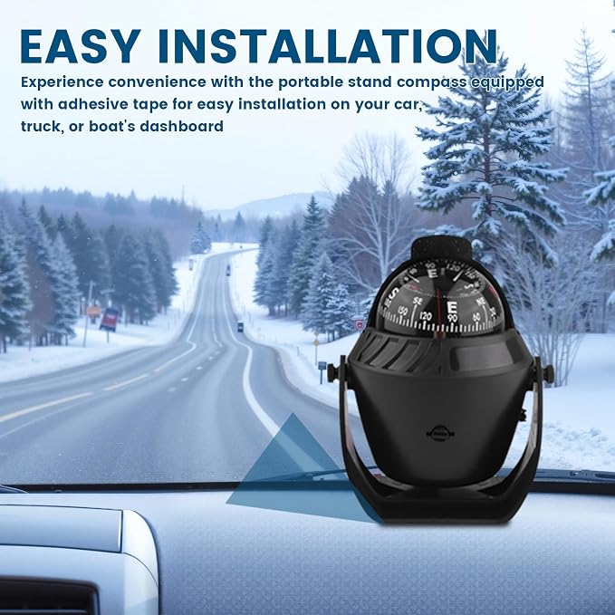 Vehicle Dashboard Compass LED Light Auto Dash Mount Navigation Automobile - Image 4