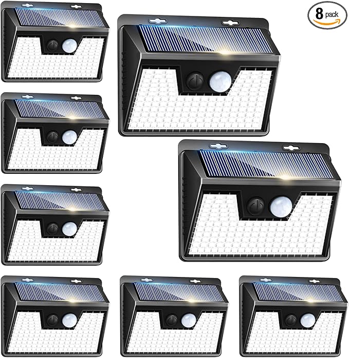 Peasur Solar Powered Lights Outdoor, 140 LED 8Pack Motion Sensor Light Outside by Peasur