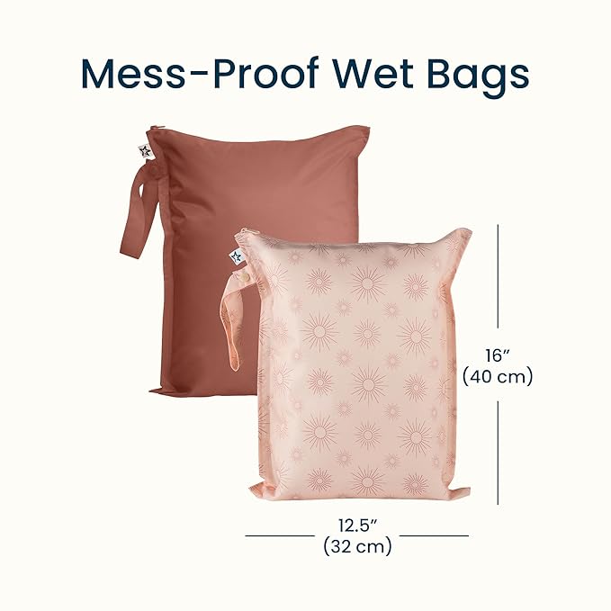 Tiny Twinkle Mess Proof Wet Bags | 2-Pack Reusable Waterproof Wet Bags - Image 4