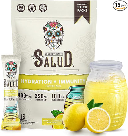 Salud 2-in-1 Hydration Packets + Immunity Electrolytes Powder, Lemonade by TasteSalud