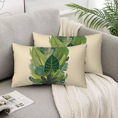 Tropical Leaves Palm 12 X 20 Throw Pillow Covers Set of 2 Green Tree Banana - Image 5