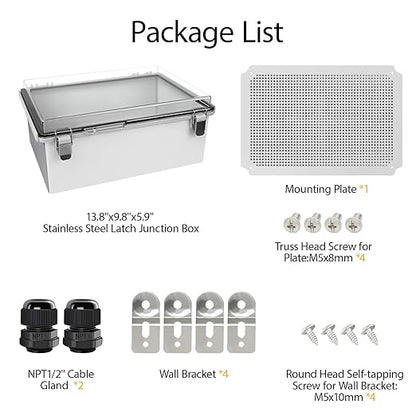 LeMotech Electrical Box, IP67 Waterproof Hinged Clear Cover Stainless Steel - Image 8