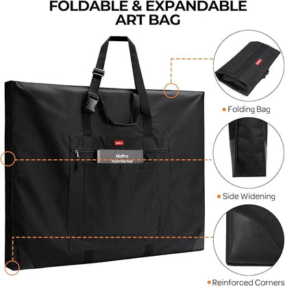 Nicpro Large Size Art Portfolio Case, Artist Portfolio Tote Bag - Image 4