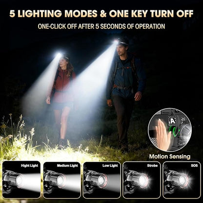 Headlamp Rechargeable Super Bright, 2 Pack High Lumen LED Head Lamp - Image 3