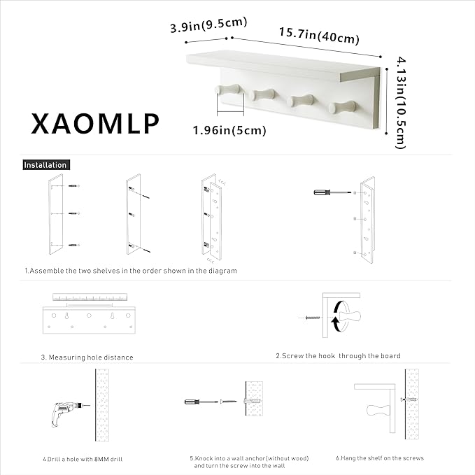 Entrance Coat Rack ，Coat Hooks, Wall-Mounted Wooden Hook Rack, Wall-Mounted - Image 4
