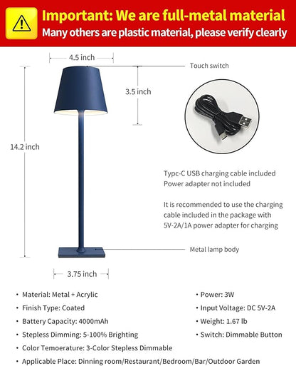 KDG 2 Pack Cordless Table Lamp, Portable LED Desk Lamp, 4000mAh Battery Operated - Image 5