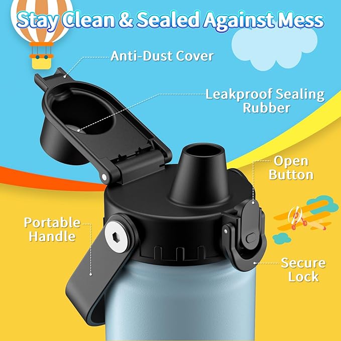 baab 18oz Kids Water Bottle, Insulated Kids Water Bottle - Image 3