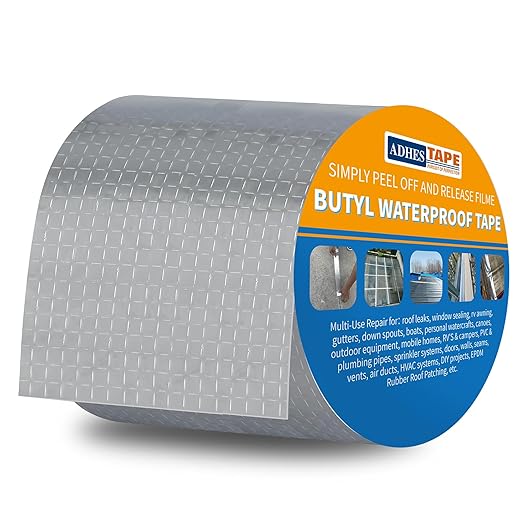 ADHES Butyl Tape Waterproof Tape, 4in x 16ft, Aluminum Foil Tape Butyl Sealant by ADHESTAPEPERSUITOFPERFECTION