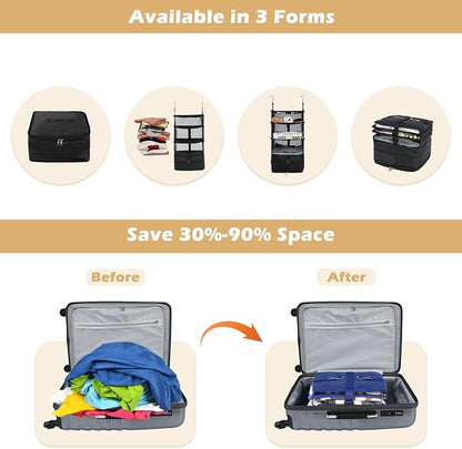 Surblue Hanging Closet Storage Bag Collapsible 3-Shelf Washable Oxford Fabric - Image 3