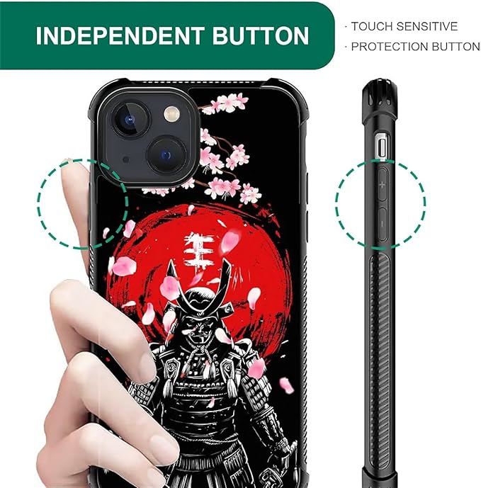 for iPhone 15 Plus Case, Sakura Japanese Samurai Pattern Graphic Design Girl - Image 6