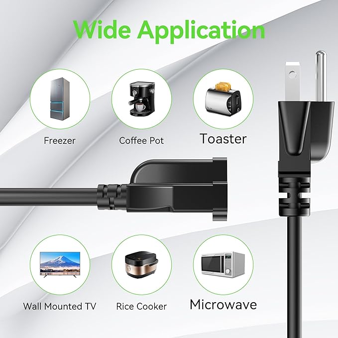 Power Extension Cord 0.5FT/6Inch, Short 3 Prong Electric Extension Cable Outlet - Image 5