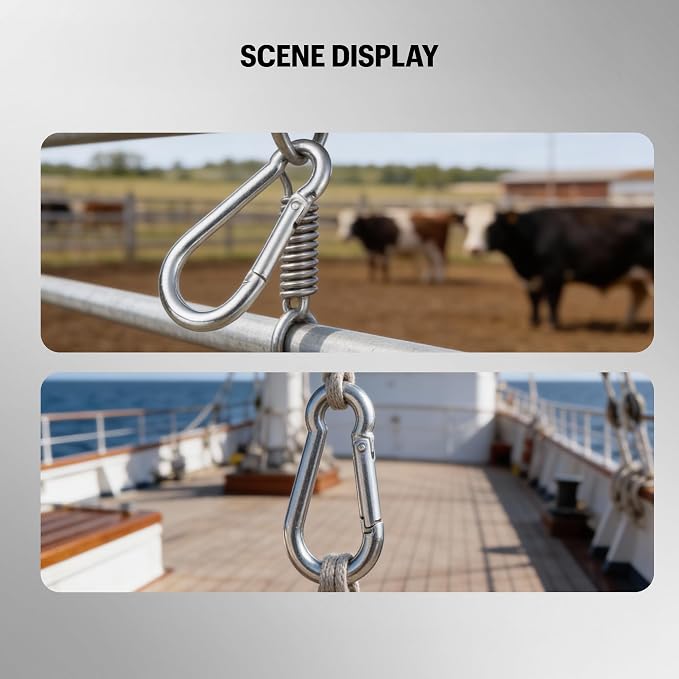 Heavy Duty Spring Snap Hook Carabiners Bulk, 500LB Capacity - Image 6