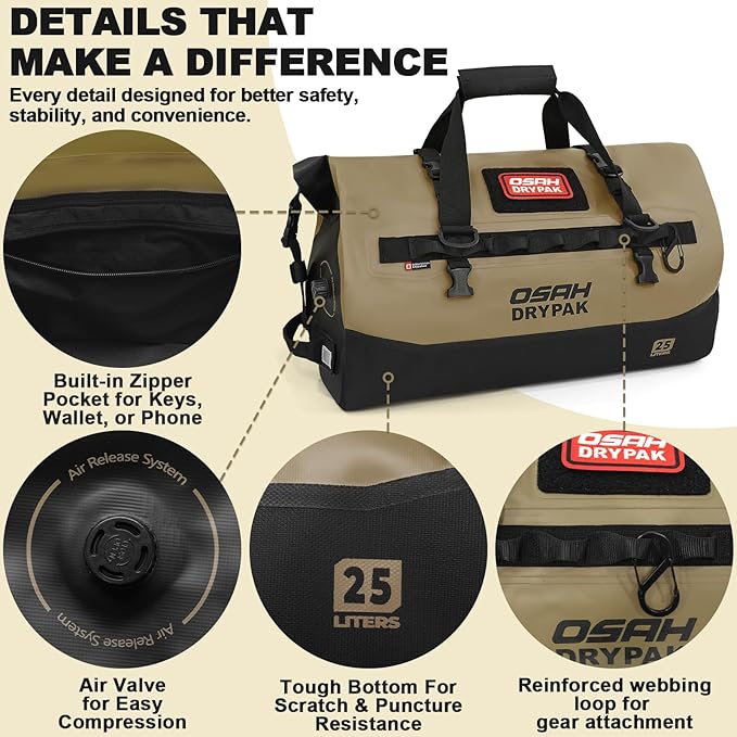 OSAH DRYPAK Waterproof Duffel Bag 25L/40L/60L – Heavy-Duty Motorcycle Tail Bag - Image 3
