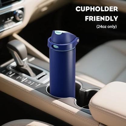 POWCAN 24 oz Insulated Stainless Steel Water Bottle: 2-in-1 Push-Button Spout & - Image 5