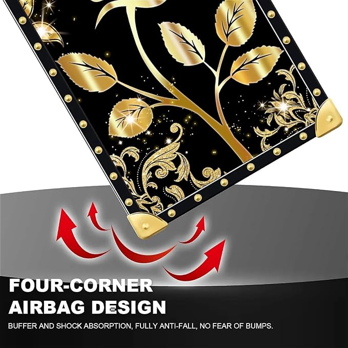 Compatible with iPhone 13 Pro Max Case, Shine Gold Rose Luxury Golden Decoration - Image 7