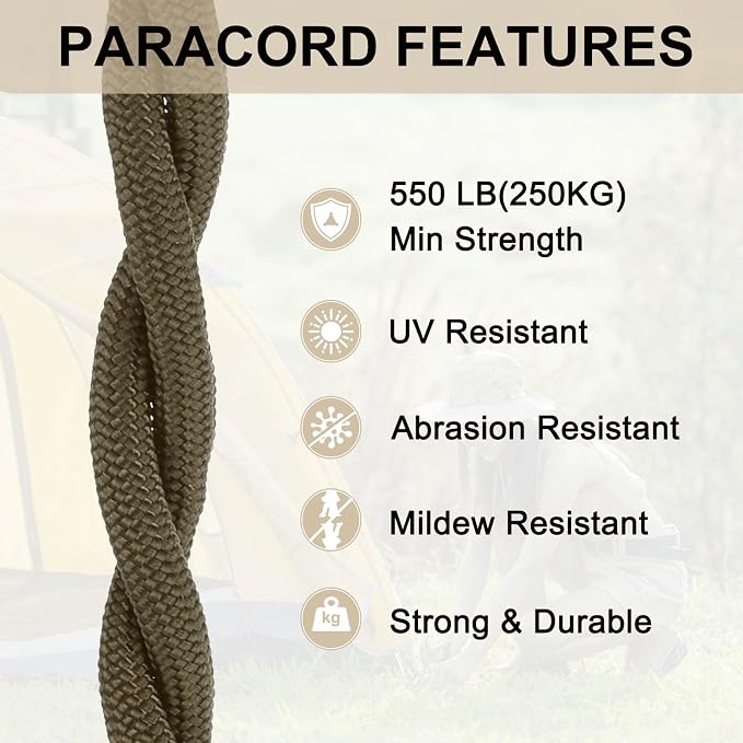 550 Paracord Rope 26ft, 4mm Thin Paracord Nylon Cord 7-Strand Core - Image 6