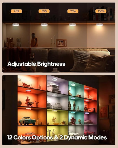 GOODEA.fun Puck Lights with Remote, 13 RGB Colors LED Under Cabinet Lights - Image 4