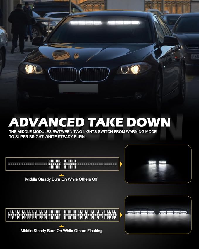 HLauto 604N Emergency Dash Strobe Lights: 2x16.8 inch White Security Light - Image 4