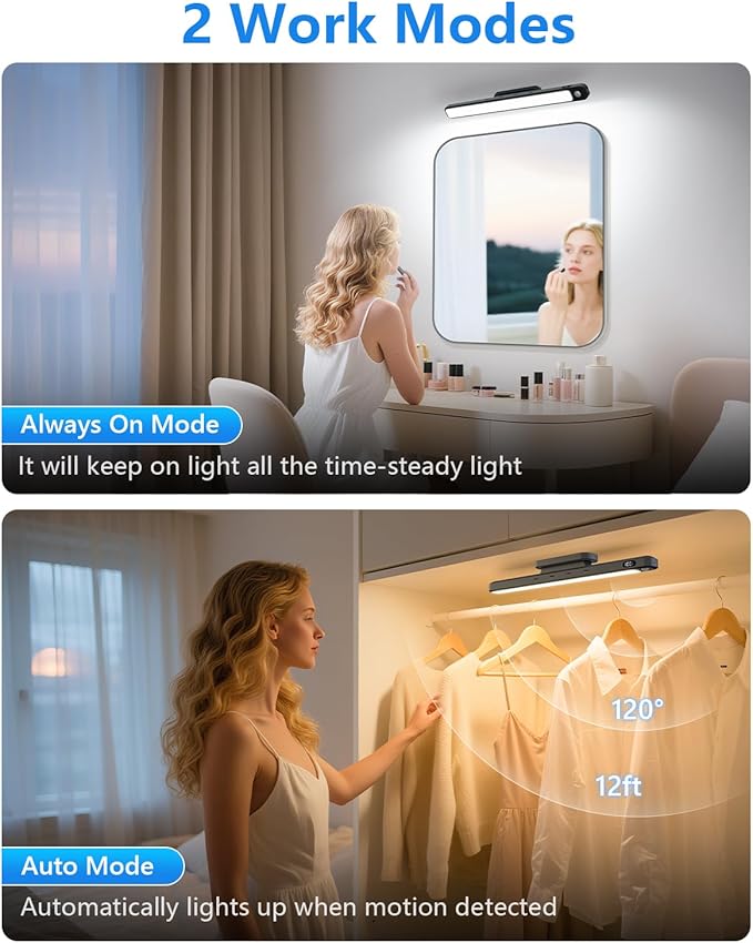 Ferswe 3W Motion Sensor Magnetic Light Bar, Eye-Friendly Rechargeable Closet - Image 3