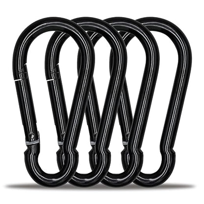 Large Carabiner Clip Hook, 4 inch 4 pcs Black Heavy Duty Spring Snap Hook Key by KINLINK