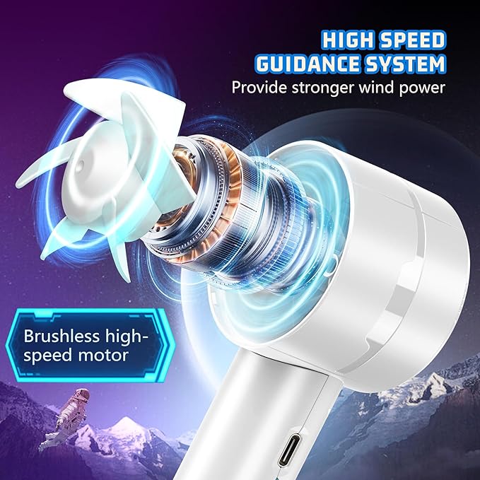 Portable High Speed Mini Handheld Fan, USB Rechargeable Neck Personal Mini Fan - Image 3