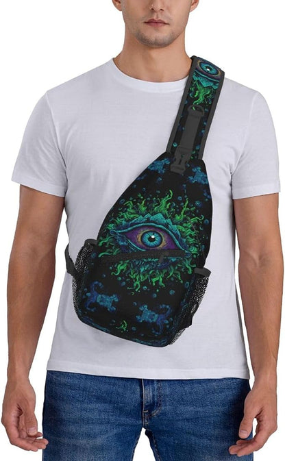 Psychadelic Trippy Art Sling Bag Crossbody Travel Hiking Chest Backpack - Image 7
