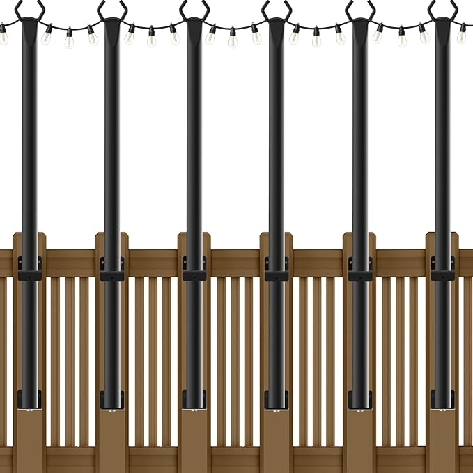 NUERPO 6 Pack String Light Poles, 5Ft Metal Poles by NUERPO