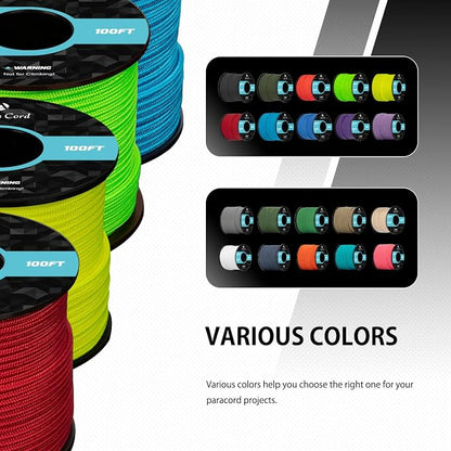 Abma Cord 2.4mm Paracord 275 100ft Nylon Rope 4 Strands Tactical Parachute Cord - Image 5
