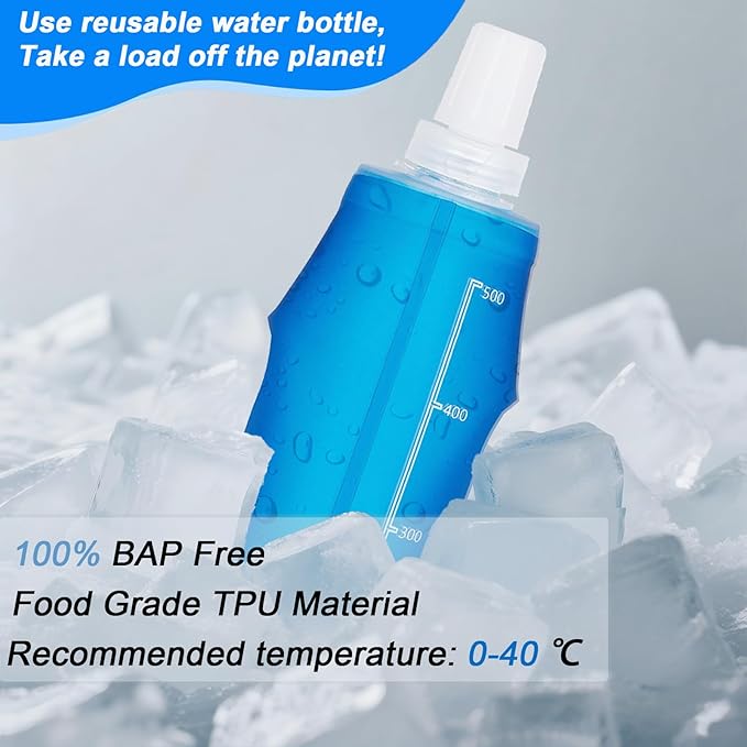 2 Pack Collapsible Water Bottle 500ml – BPA-Free Foldable Soft Flask - Image 3