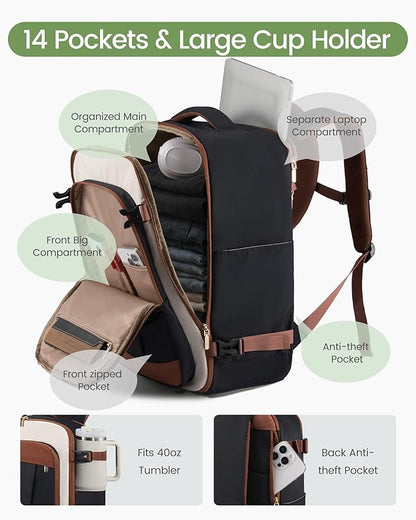 LOVEVOOK 40L Travel Backpack for Women & Men, Airline Approved Carry On Backpack - Image 4