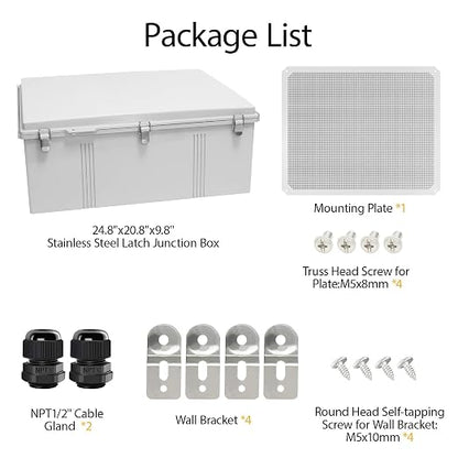 LeMotech Electrical Box, IP67 Waterproof Hinged Cover Stainless Steel Latch - Image 8