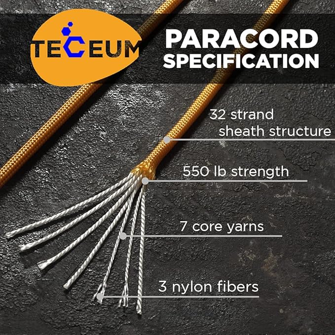 TECEUM 5/32" Paracord Rope 1000 – 1000ft / 200ft / 100ft / 50ft – Tactical - Image 2