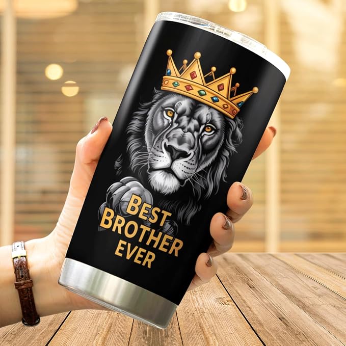 CUBICER Best Brother Ever Lion Design Stainless Steel Tumbler 20 Oz - Image 4