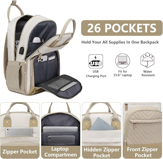 Backpack for Women Laptop Bag: Work Travel Backpacks Fits 17 inch Computer - Image 2