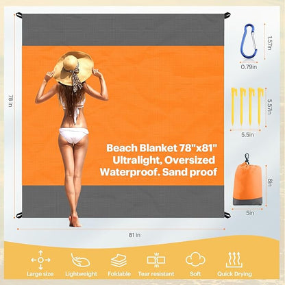 EASYFUN Beach Blanket Sandproof Oversized, Portable Picnic Mat - Image 2