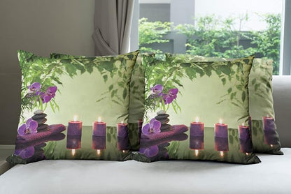 Ambesonne Spa Throw Pillow Cushion Case Pack of 4, Stones Aromatic Candles and by Ambesonne
