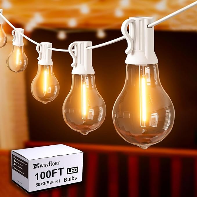 Outdoor String Lights, 100FT LED Patio String Light, String Lights by Tswayflort