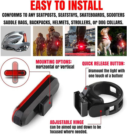 BLITZU USB-C Rechargeable Bike Tail Light 2 Pack, Bright Bicycle Rear Cycling - Image 9