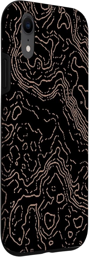 Topography Black & Brown Abstract Pattern Topographic Map Case - Image 3