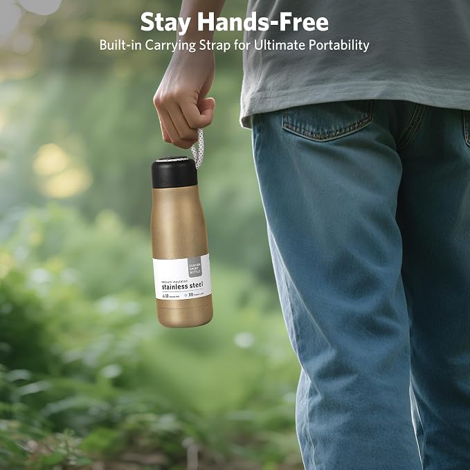 12 oz Insulated Water Bottle, Dusgut Wide Mouth Water Bottle, Stainless Steel - Image 5