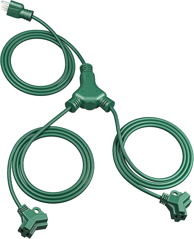 DEWENWILS Outdoor Extension Cord 1 to 3 Splitter, 19FT Total Length, 4 Grounded by DEWENWILS