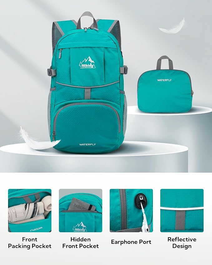 WATERFLY Hiking Packable Daypack Backpack: 25L Ultra Lightweight Day Pack - Image 3