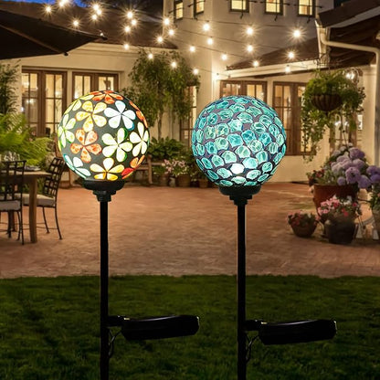 VCUTEKA Solar Garden Lights, Mosaic Solar Light Outdoor Waterproof LED Pathway - Image 5