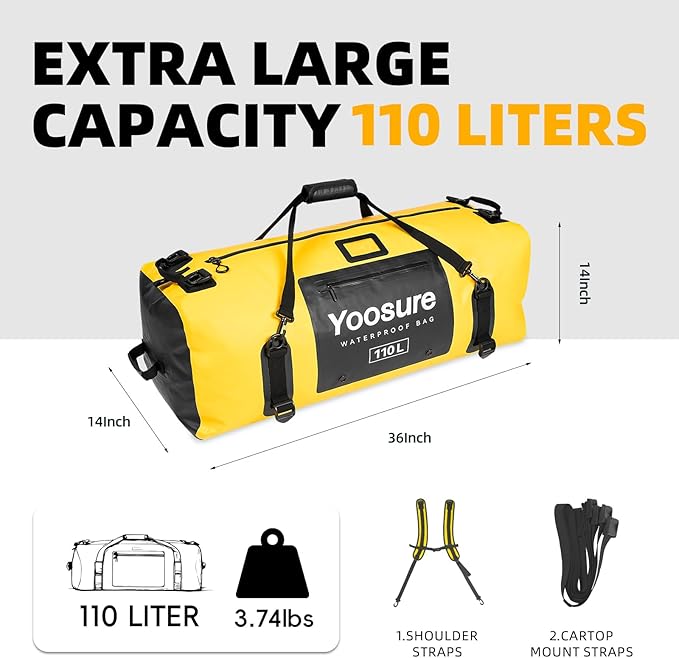 Airtight Zipper Waterproof Duffel Bag 110L- 700D PVC Dry Bag Extra Large Dry - Image 3