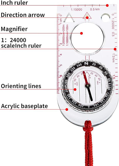 Gejoy 6 Pieces Orienteering Compass Bulk Scout Compass - Image 3
