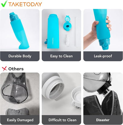 TakeToday Collapsible Water Bottles 32oz, Foldable Travel Water Bottle - Image 2