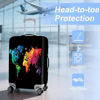 ANNA QUEEN Geometric World Map Travel Luggage Cover -Stretchable Airplane - Image 3